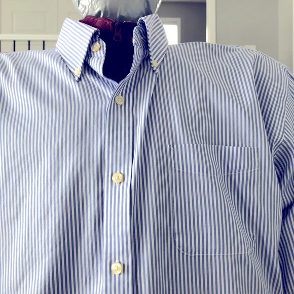 Merona men’s long sleeve blue white pin stripe dress shirt front pocket size XXL - Picture 3 of 6